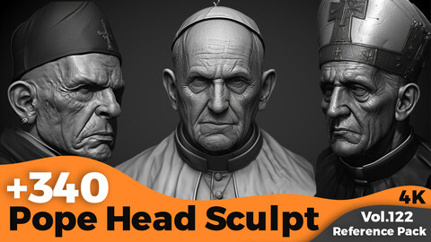 +340 Pope Head Sculpt References(4k)