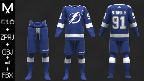 Hockey form TAMPA BAY Marvelous designer Clo3d OBJ mtl FBX ZPRJ