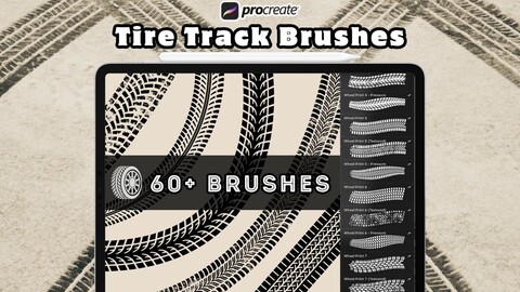 60+ Procreate Tire Track Brush set, Tire Tracks Brushes, Tire Tread, Off Road, Motorcycle Tire Brush, Car Tire Tracks Brush, Instant Download