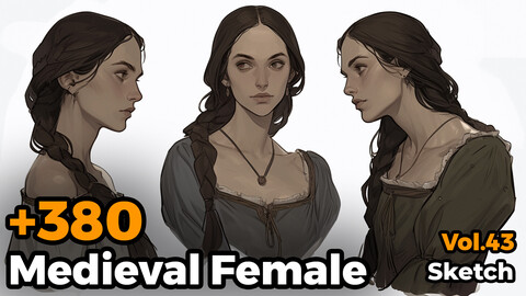 +380 Medieval Female  Sketch Reference(4k)