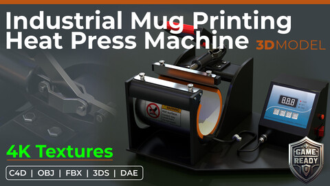 Industrial Mug Printing Heat Press Machine Low-poly 3D model