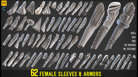 62 Female sleeves & Armors(OBJ-FBX-ZPRJ)