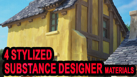 4 Ghibli Inspired Hand painted Stylized Substance Designer Materials - SBS