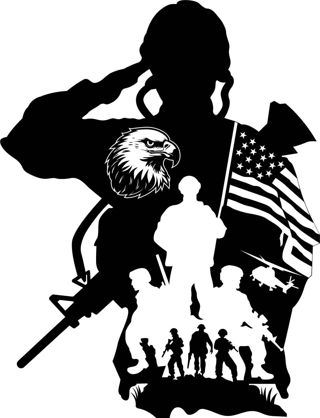 ArtStation - US SOLDIER WITH EGOL VECTOR FILE Black white vector ...