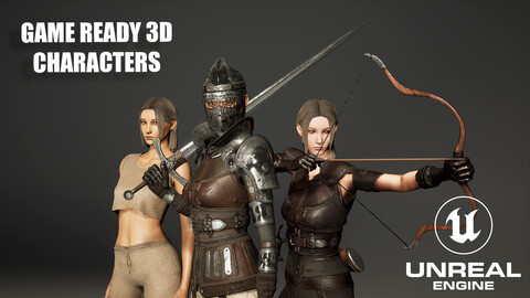 GAME-READY 3D Characters - Girls Knight, Archer and Worker