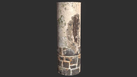 Old damaged Pillar Wall Pbr 4k Texture