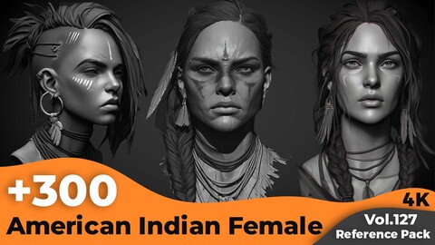 +300 American Indian Female Head Sculpt References(4k)