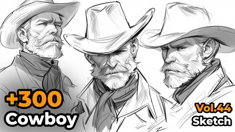 +300 Cowboy Sketch Reference(4k)