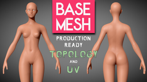 3D Base Mesh - Female Character - with Retopology and UV Mapping