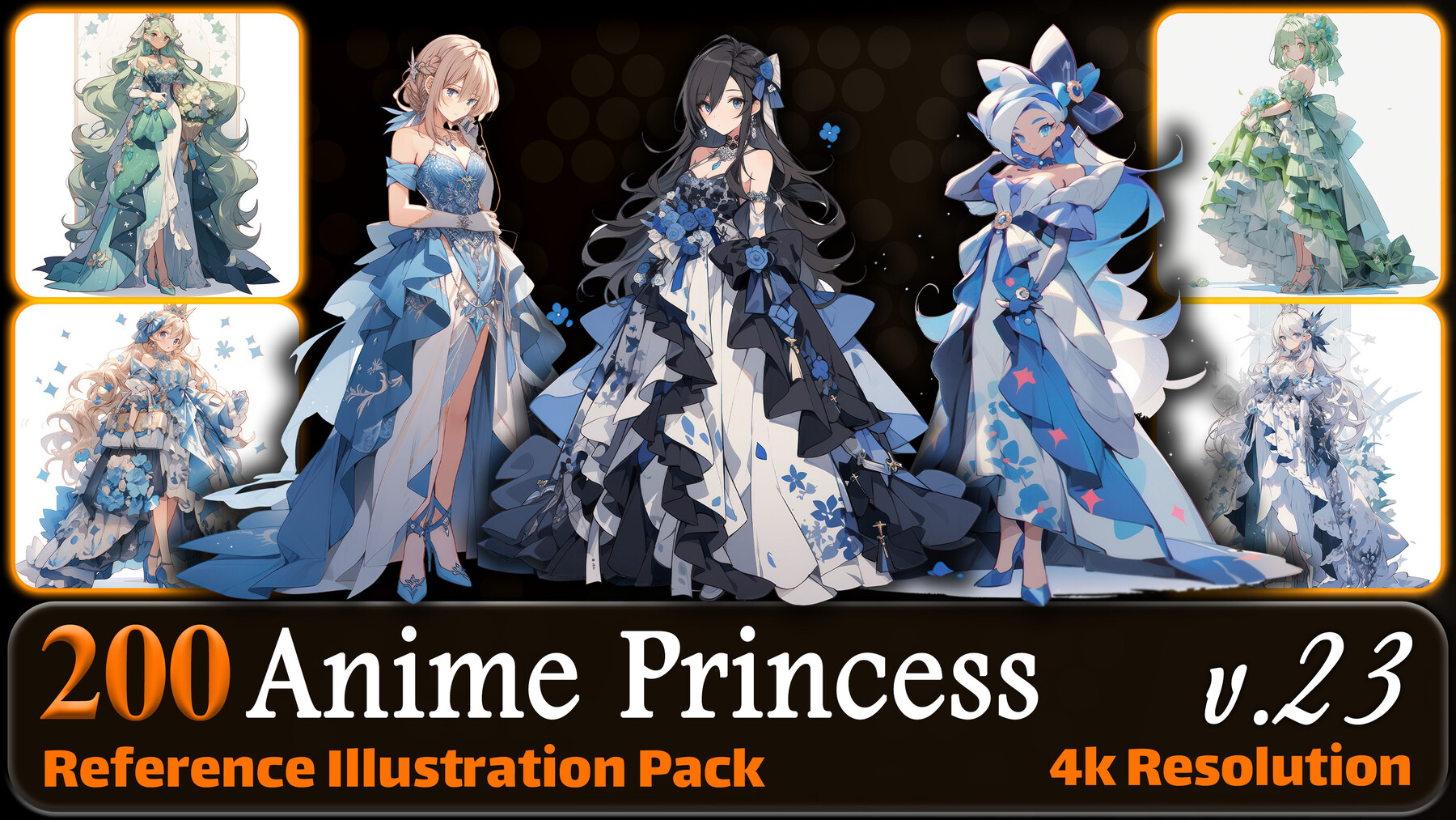 200 Anime Princess (Full Body) Reference Pack | 4K | v.23