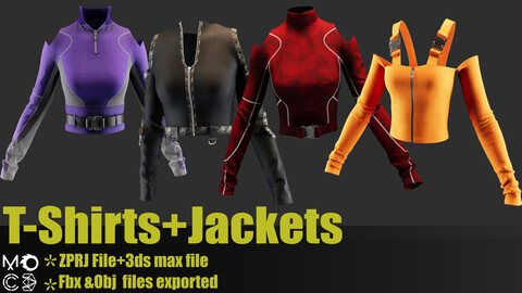 Jacket and T-shirts for outfit(Zprj,Fbx,Obj,Texture,Uv)