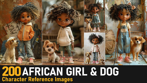 African Girl & Dog| 4K Reference Images