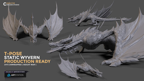 Wyvern | Dragon | Fantasy Creature | Static | Height Map