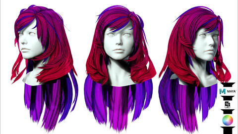 Female Layred hair Low-poly