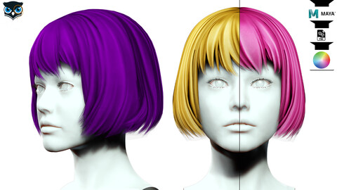 Female Bob Hair Low-poly