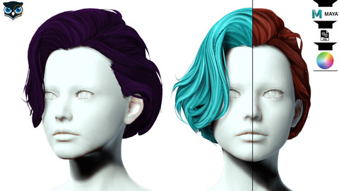 Short Wavy Side Hair Low-poly