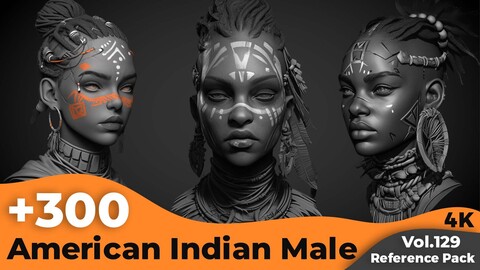 +300 Tribal Female Head Sculpt References(4k)