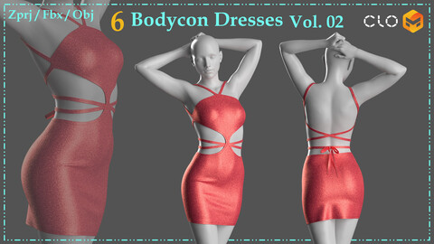 6 Bodycon Dresses / Cutout Mini Dress Vol. 02