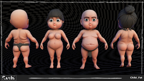 Combo 2 BOdy Chibi Fat Boy and Chibi Fat Girl