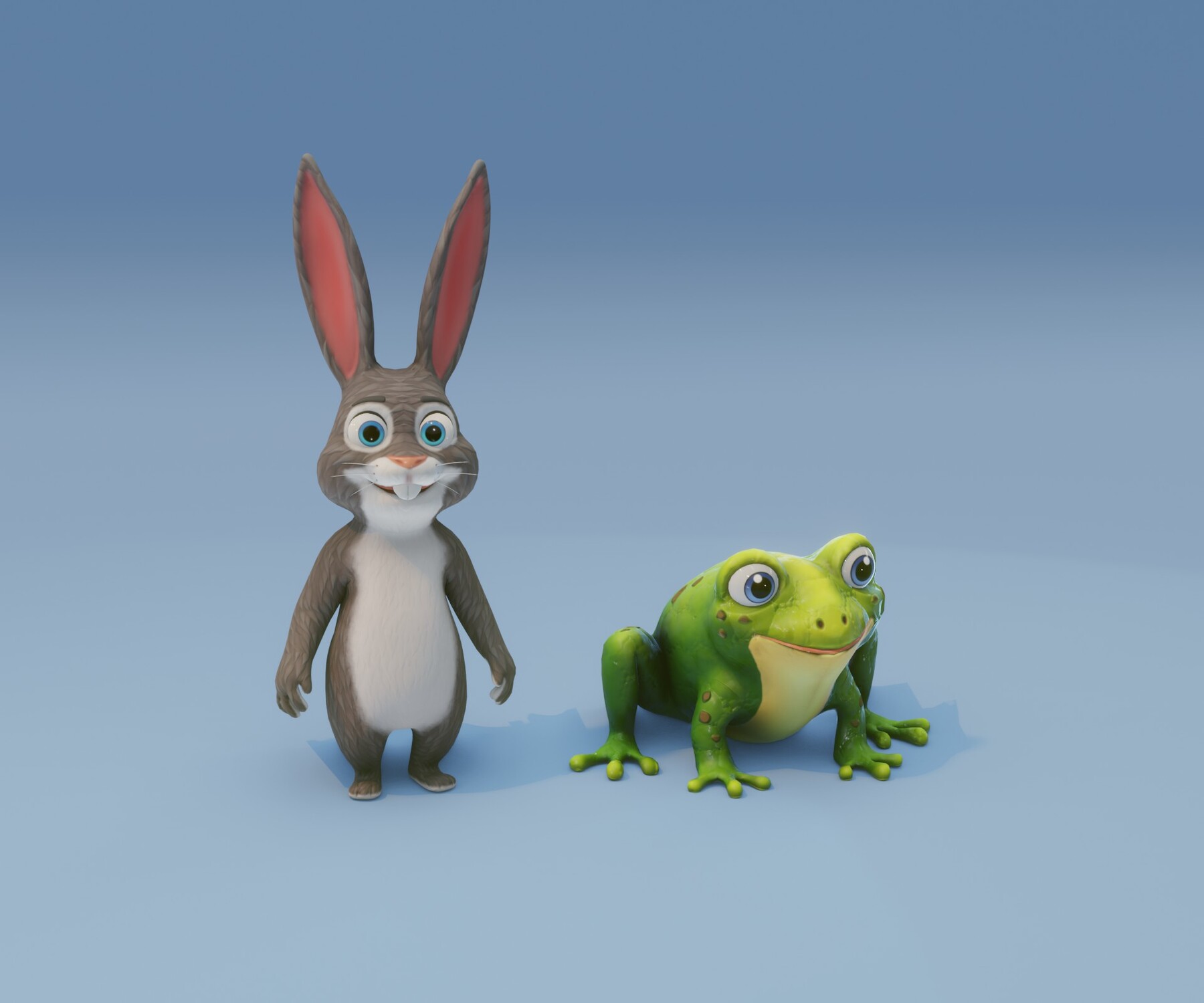 ArtStation - Froggy & Fluffy: Cartoon Animated Frog and Rabbit 3D Model ...