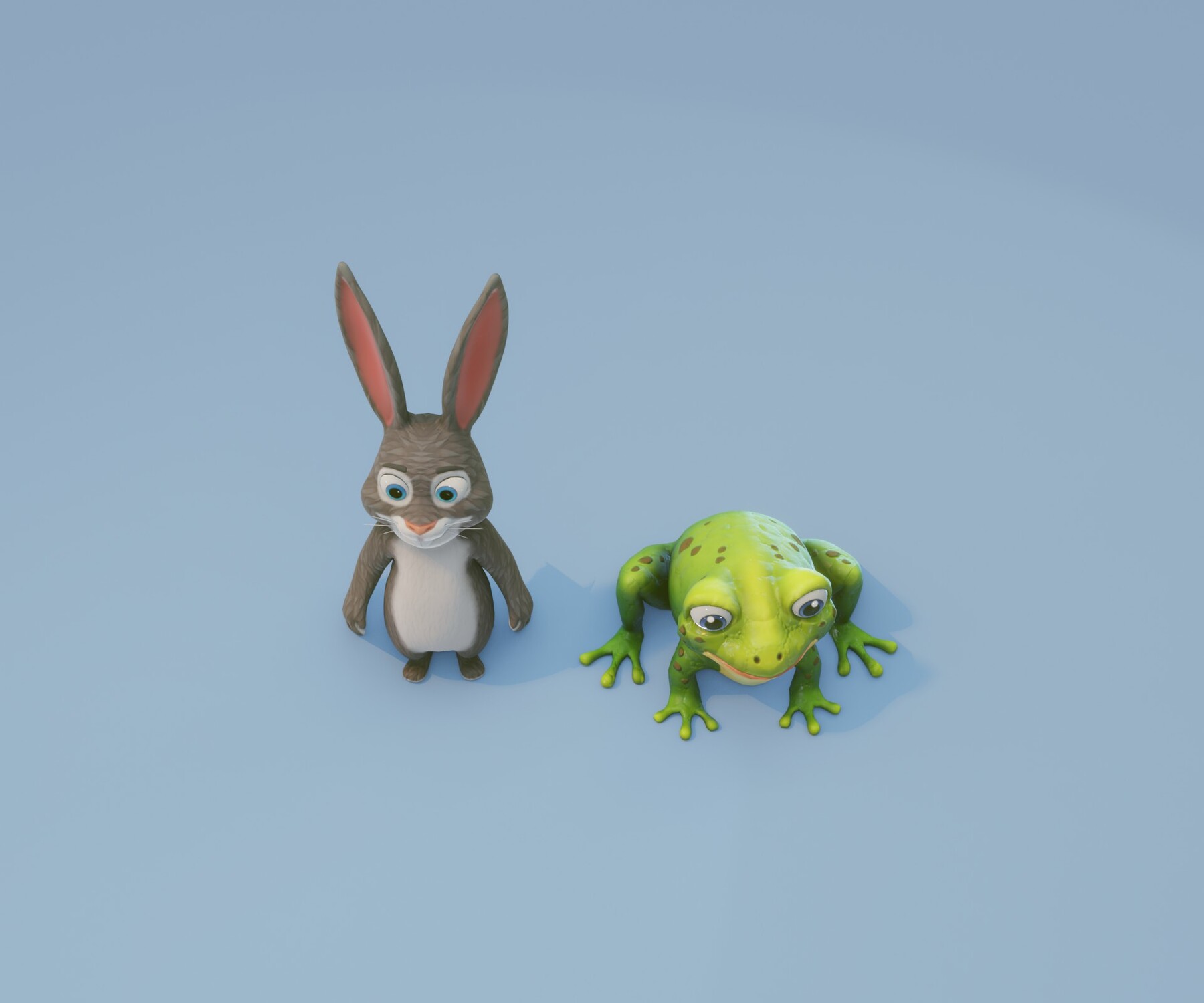 ArtStation - Froggy & Fluffy: Cartoon Animated Frog and Rabbit 3D Model ...