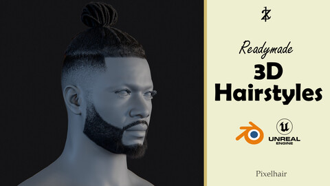 PixelHair Hairstyle - Fade 020 (Hair for blender/ unreal engine / metahuman) Afro hair | Kinky hair | 4c Hair | African / African American Hair