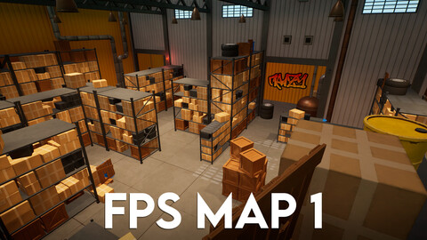 Stylized Low Poly FPS Map 1 - Warehouse (Unity and Unreal Engine)