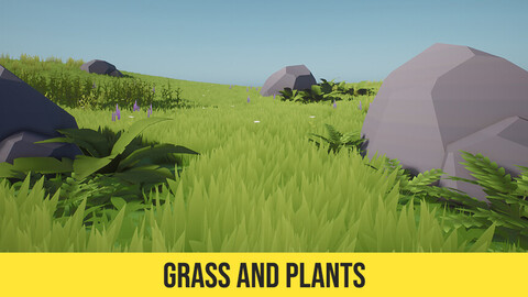 Low Poly Cartoon Grass and Plants for Unity and Unreal Engine