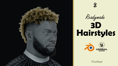 PixelHair Hairstyle - Fade 021 (Hair for blender/ unreal engine / metahuman) Afro hair | Kinky hair | 4c Hair | African / African American Hair