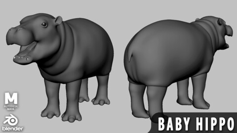 Baby Hippopotamus - Topology + UV Map