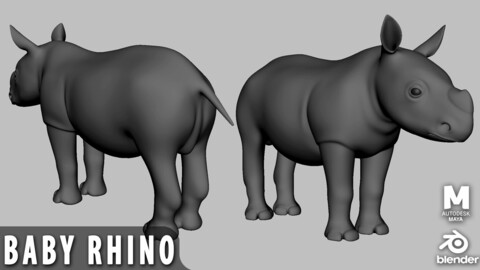 Baby Rhino - Topology + UV Map