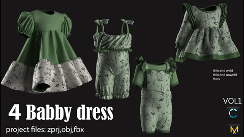 4 Baby dress (ZPRJ+FBX+OBJ) with texture and normalmap