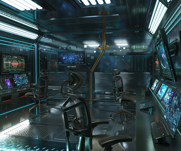 ArtStation - Sci Fi Interior Station Control Panel 3D model | Resources