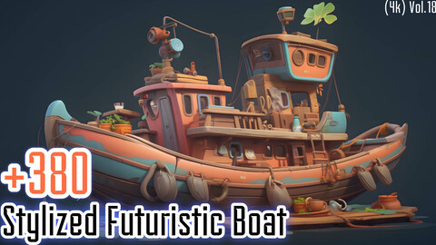 +380 Stylized Futuristic Boat Concept (4k)