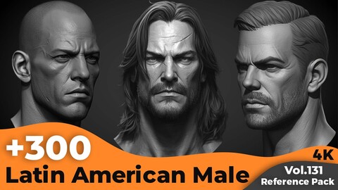 +300 Latin American Male Head Sculpt References(4k)