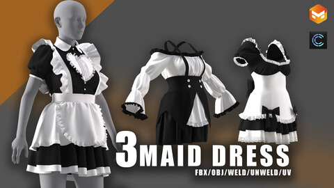 maid dress/clo3d/marvelouse/anime dress