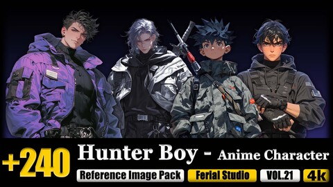 240 Hunter Boy - Anime Character Reference Image Pack v.21 |4K|