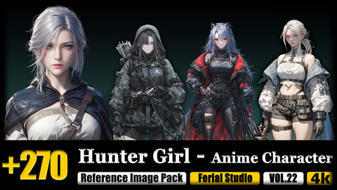 270 Hunter Girl - Anime Character Reference Image Pack v.22 |4K|