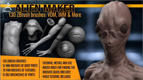 Alien Maker 130 ZBrush IMM and VDM brushes