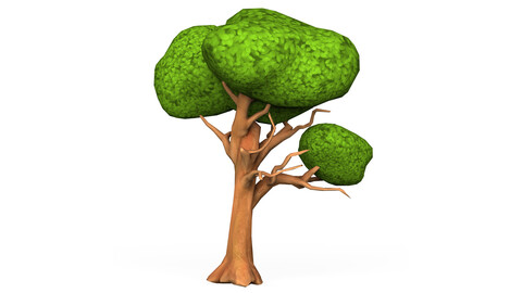 Cartoon Low Poly Tree 01