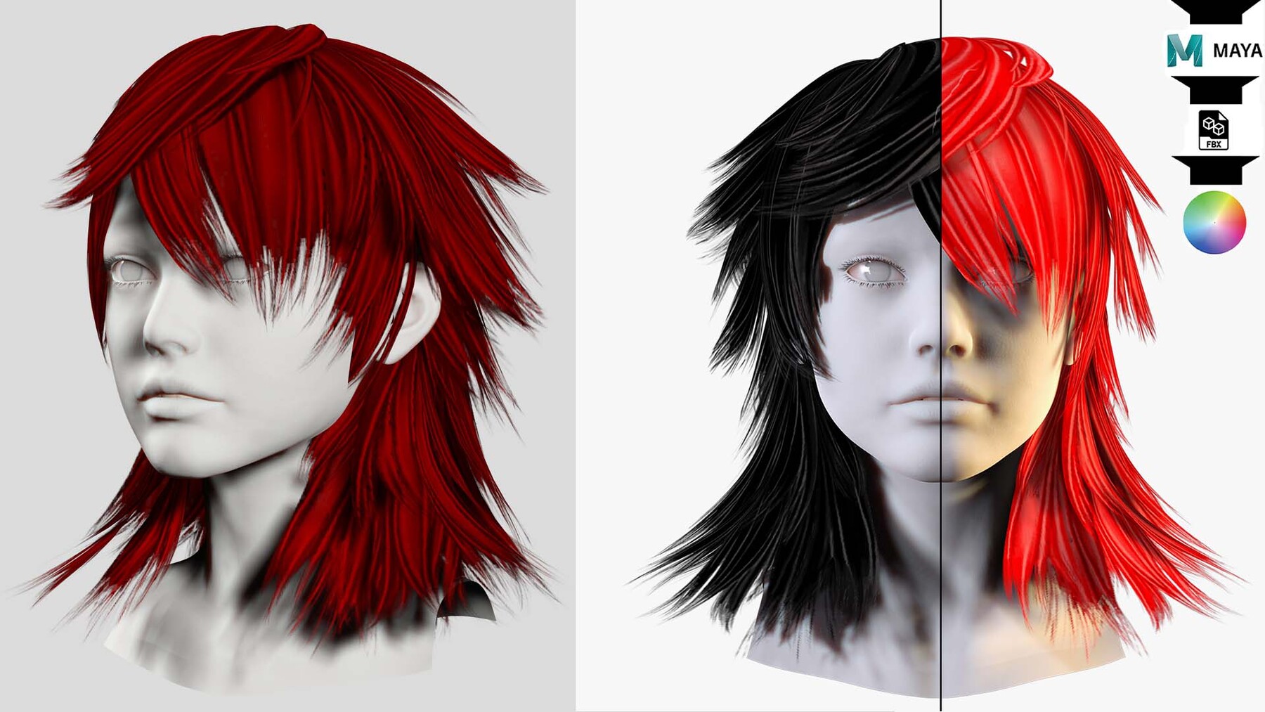 ArtStation - Female Hair - Emo Hair Cut | Game Assets