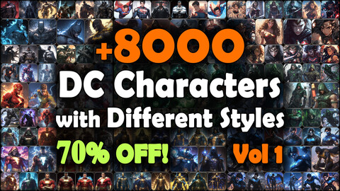 8000 DC Characters with Different Styles Reference Pack | SUPER MEGA Bundle | 4K | v.1