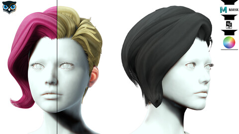 Short Side Hair Low-poly