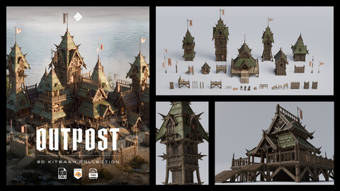 Outpost - Medieval Military Buildings And Environment 3D Asset Kitbash Pack Blender