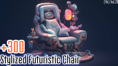 +300 Stylized Futuristic Chair Concept (4k)