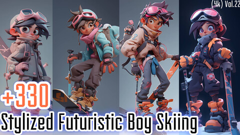 +330 Stylized Futuristic Boy Skiing Concept (4k)