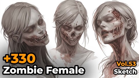 +330 Zombie Female Sketch Reference(4k)