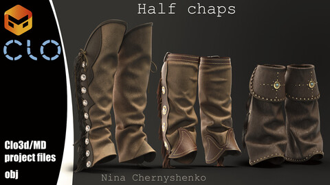 Half chaps. Marvelous Designer/Clo3d project + OBJ.