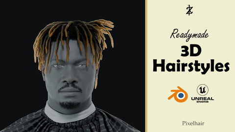 PixelHair Hairstyle - Dreads Fade 023 Juice Wrld(Hair for blender/ unreal engine / metahuman) Afro hair | Kinky hair | 4c Hair | African / African American Hair