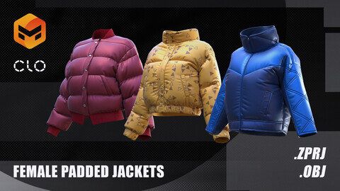 Female Padded Jackets / Marvelous Designer Project + OBJ